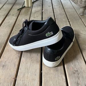 LACOSTE fabric tennis shoes, sz 40.5